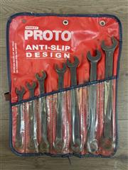 PROTO ANTISLIP COMBINATION WRENCH SET 7 PIECE SAE BLACK ROLLUP SLEEVE